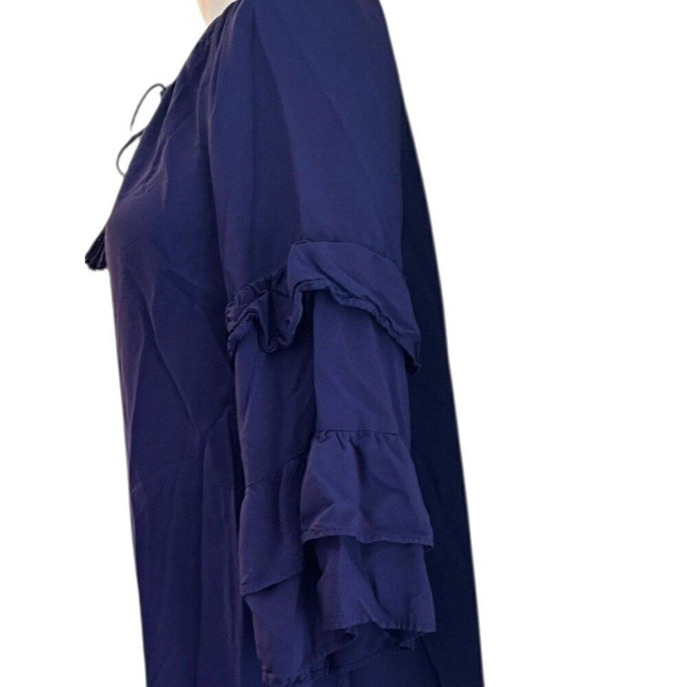 Simply Southern Large Blue Purple Shift Dress Elephant Embroidery Ruffle Sleeves - Picture 5 of 10